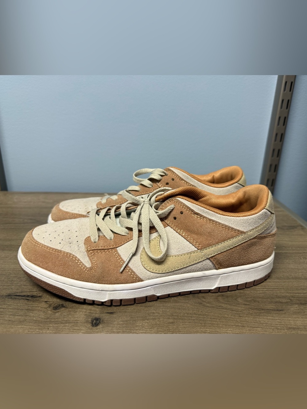 Nike Dunks Men's Low Top Suede Sneakers in Tan & Cream or Women’s 9.5
